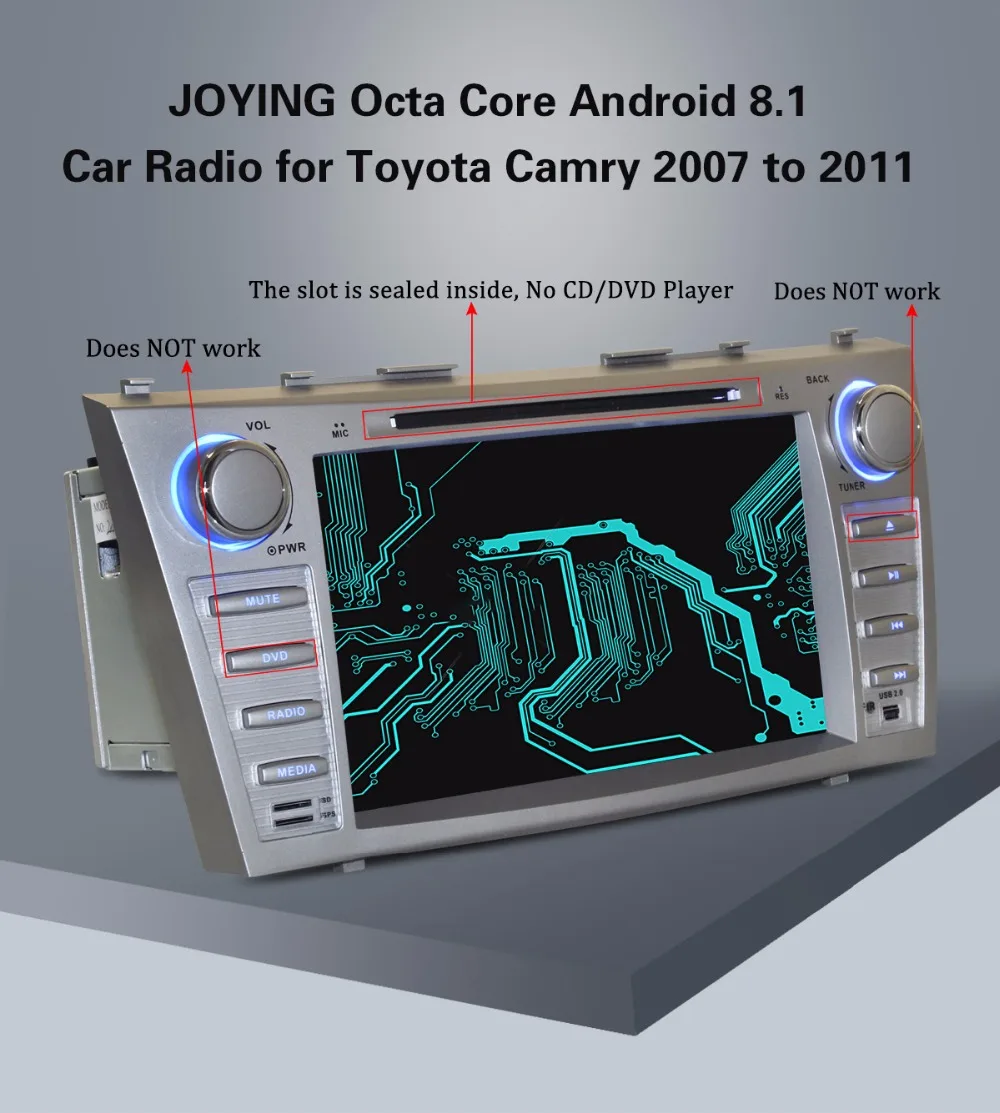 Cheap JOYING 2 DIN car radio stereo player Octa Core 8" autoradio 4GB+64GB for Toyota Camry 2007-2011 support 4G DSP NO CD/DVD player 9