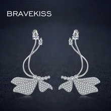 BRAVEKISS бабочка животных Висячие серьги ювелирные изделия пирсинг проложить кубический цирконий серьги для женщин Bijoux BUE0277