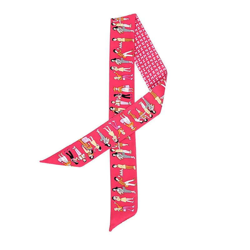 MENGLINXI сумка с лентами брендовый маленький шелковый шарф для женщин с буквенным принтом париж праздник головной платок ручка сумка ленты Длинные шарфы - Цвет: 2