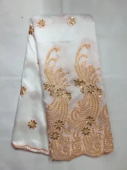 

white color Fashion High Quality African George Fabric/Wholesale Cheap lace of Raw Silk African George lace fabric(4-19