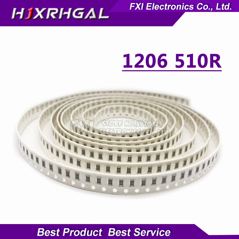 100PCS 1206 SMD Resistor 510 ohm chip resistor 0.25W 1/4W 510R 511 new