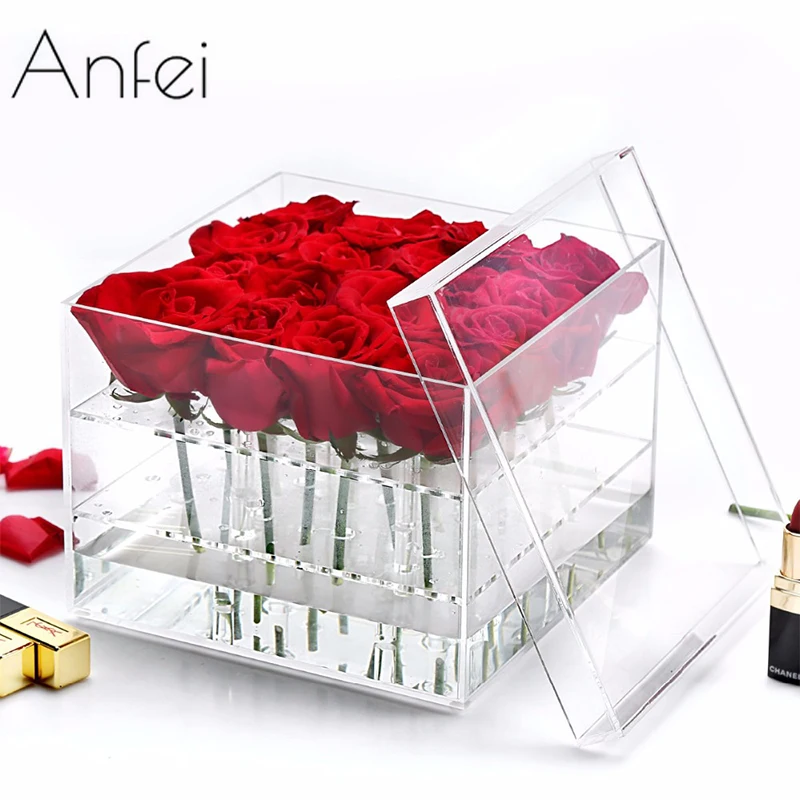 

Clear Rose Storage Box Flower Box Water Jets Jewelry Display Flowers Display Box Jewelry Storage box Casket For Rose C217-1