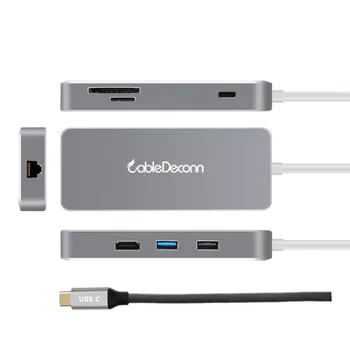 

thunderbolt 3 USB C Hub HDMI RJ45 lan Adapter Multi-port Dock USB 3.0 Type C Charge Cable Converter for Samsung S8 Xiaomi Air