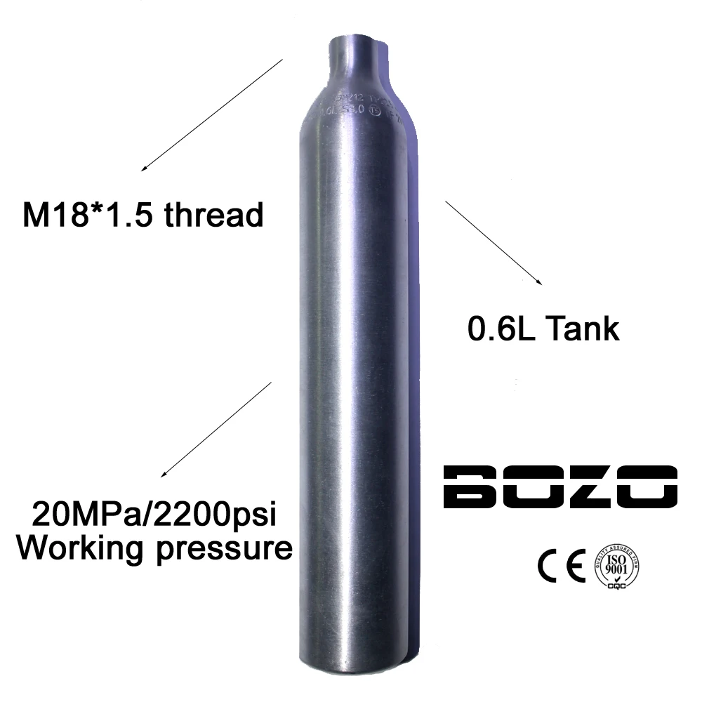 

Paintball airsoft PCP Sodastream Tank Mountaineering Diving Cylinder 2200psi 15MPA 0.6L HPA High Compressed Air Bottle M18*1.5
