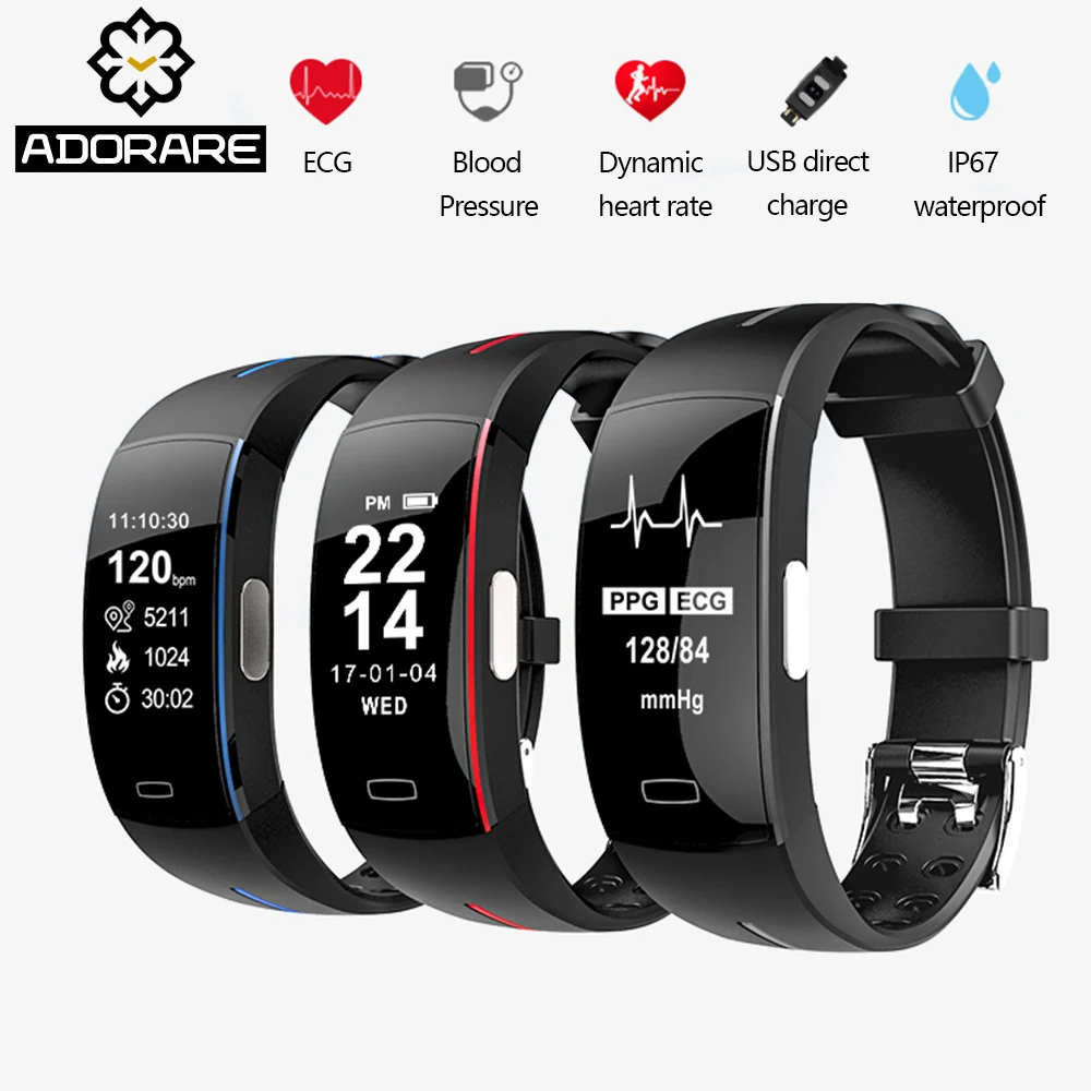 

ADORARE H66 Smart Band Blood Pressure Heart Rate Monitor PPG ECG Activity Fitness Tracker Smart Sport Bracelet For Android IOS