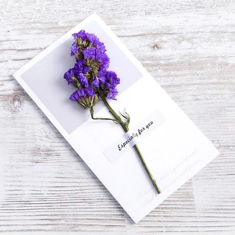 Gift Creative Dried Flowers+Papercard Folding Type 10PC Greeting Cards Christmas Birthday Party Wedding DIY Blessing Invitation - Цвет: 9