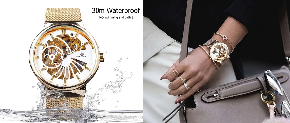 Forsining роскошный золотой скелет нейтральный дизайн нержавеющая сталь часы для мужчин и женщин Лидирующий бренд Роскошные Водонепроницаемые наручные часы