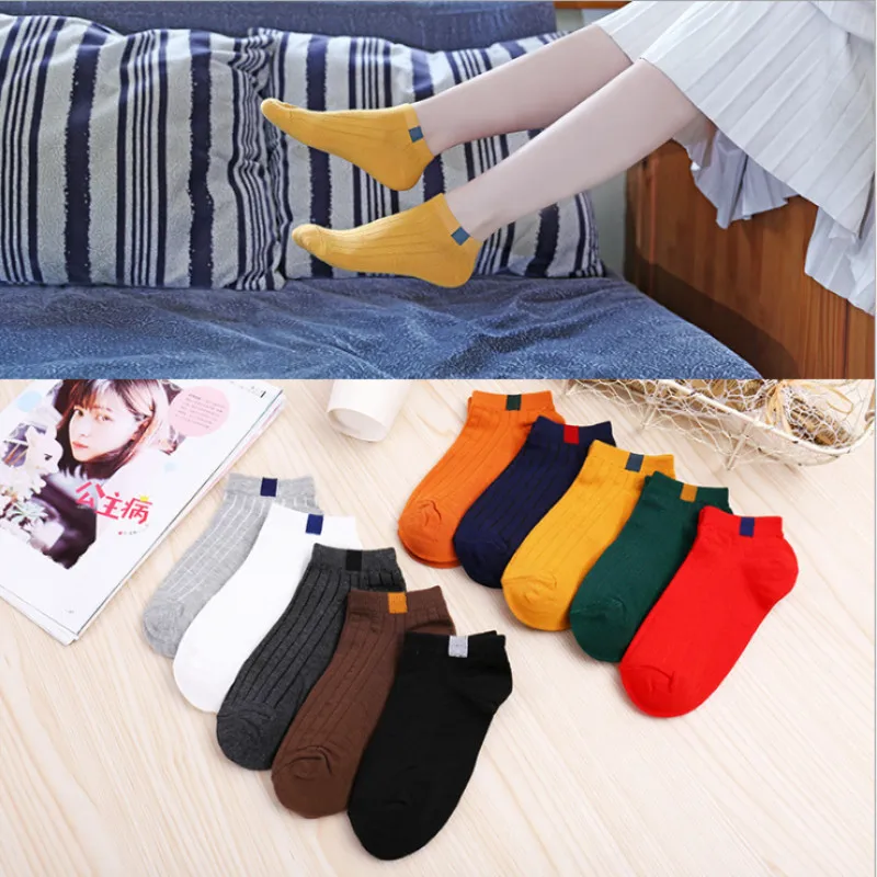 10 пар; ; женские короткие носки в стиле Харадзюку; хлопковые короткие носки для девочек и студентов; цветные дышащие тапочки; короткие носки по щиколотку