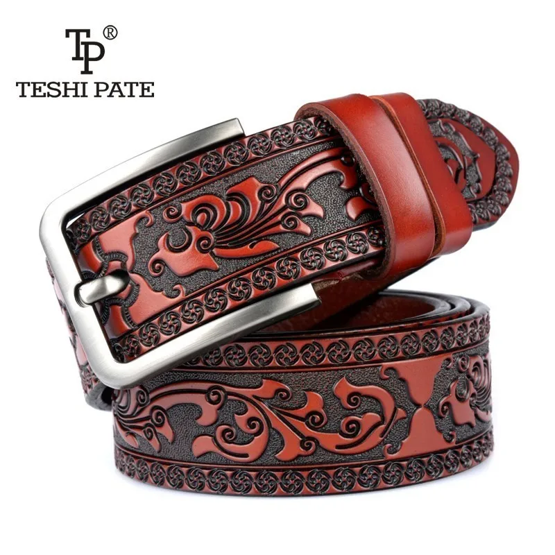 Kopen Nieuwe Designer riemen voor mannen Hoge kwaliteit Koe lederen riem man Mode klassieke vintage pin gesp voor cowboy jeans