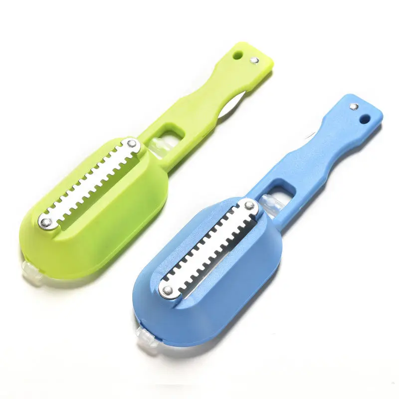 

1PC Kitchen Clean Tools Portable Fish Scales Remover Stainless Steel Fish Scales Skin Remover Scaler and knife Fast Cleaner Home