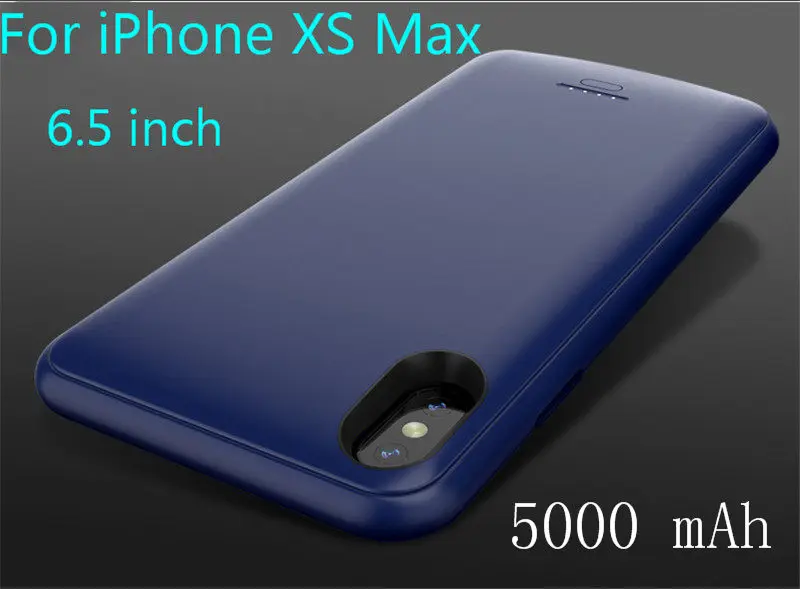 Чехол для зарядного устройства для iPhone 6, 6 S, 7, 8 Plus, 5, 5S, SE, внешний аккумулятор, чехол для iPhone X, XS, Max, XR, силиконовый чехол - Цвет: Xsmax-Blue