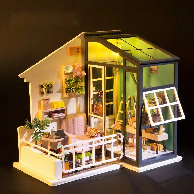 

Small Mini Doll House 3D Wooden DIY Dollhouse Box Villa Handmade Miniature Dollhouses Kit Toys for Children Girls Xmas Gifts