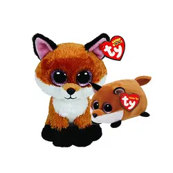 Ty Beanie Боос 6 "15 см и 4" 10 см пятно Brown Fox плюшевые регулярные мягкие большой eyed чучело коллекция игрушка кукла с сердцем тег