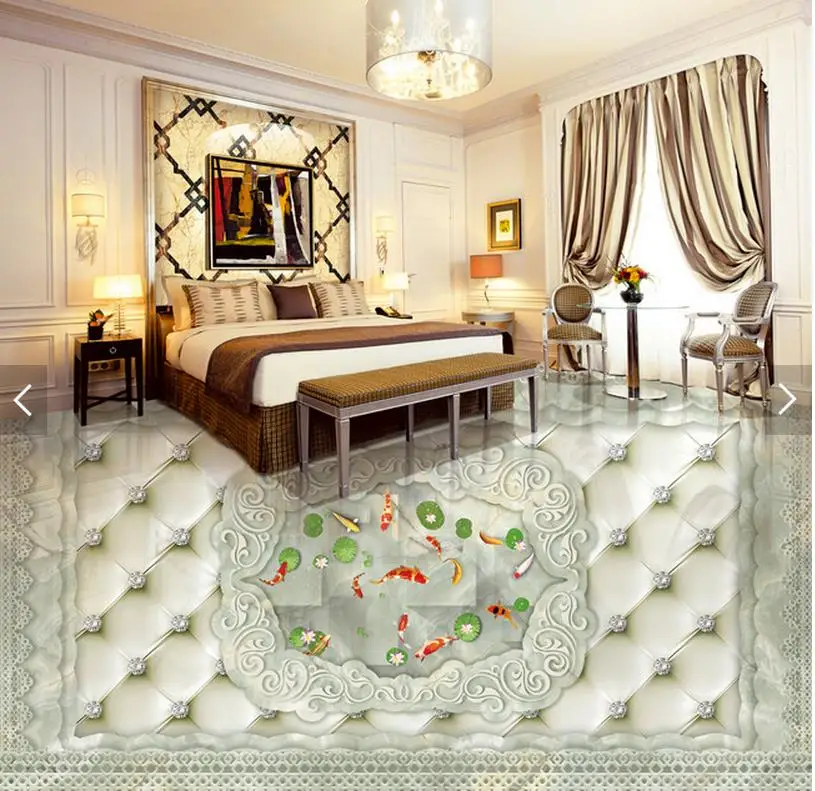 3d wallpaper pvc European pattern lotus carp marble parquet floor 3D
pvc wallpaper 3d Home Decoration