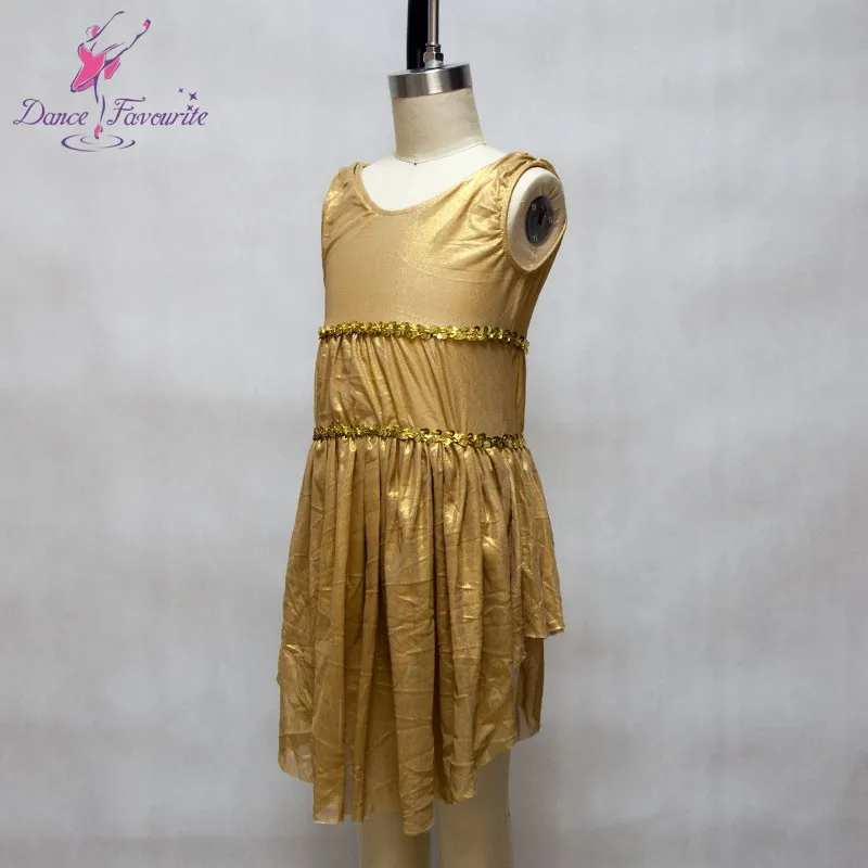 Новое поступление золотой цвет лиф из спандекса платье с трико для леди сценическое танцевальное платье балетная танцевальная одежда