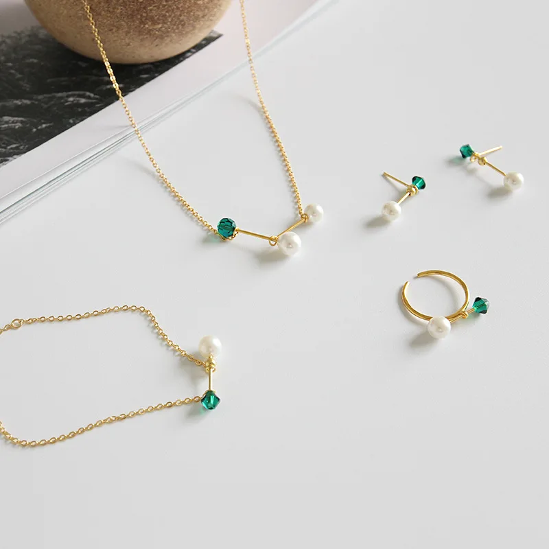 

Genuine 925 Sterling Silver Jewelry sets pearl Drop earrings Rings Necklaces Bracelets Fine Jewelry Set Crystal for Women Gifts