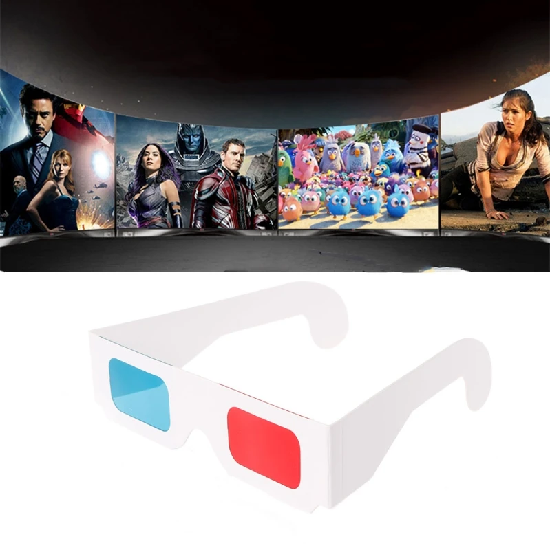 Universal White Frame Red Blue Anaglyph 3D Glasses For Movie Game DVD Video TV