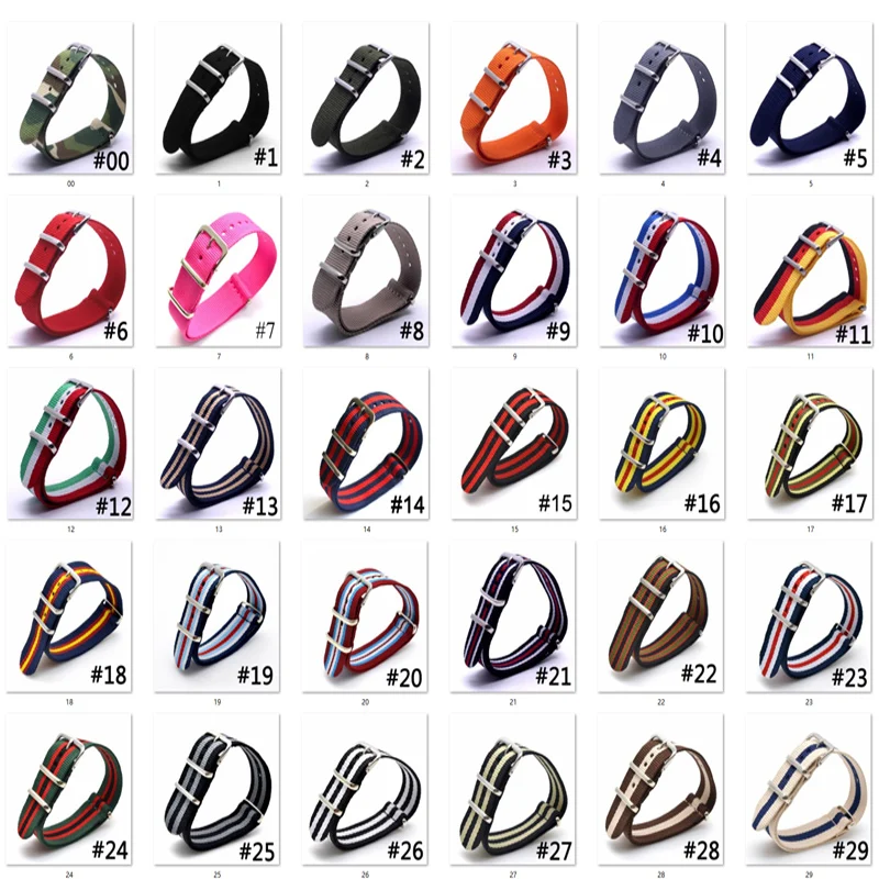 New 2018 Watch 20mm bracelet MultiColor Green Red Army Military nato fabric Woven Nylon watchbands Strap Band Buckle belt 20mm New 2018 Watch 20mm bracelet MultiColor Green Red Army Military nato fabric Woven Nylon watchbands Strap Band Buckle belt 20mm
