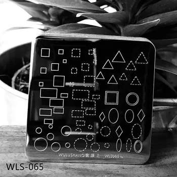 

New WLS 6*6cm Geometric Nail Art Stamp Template Plates WLS Nail Stamping Plates Square Image DIY