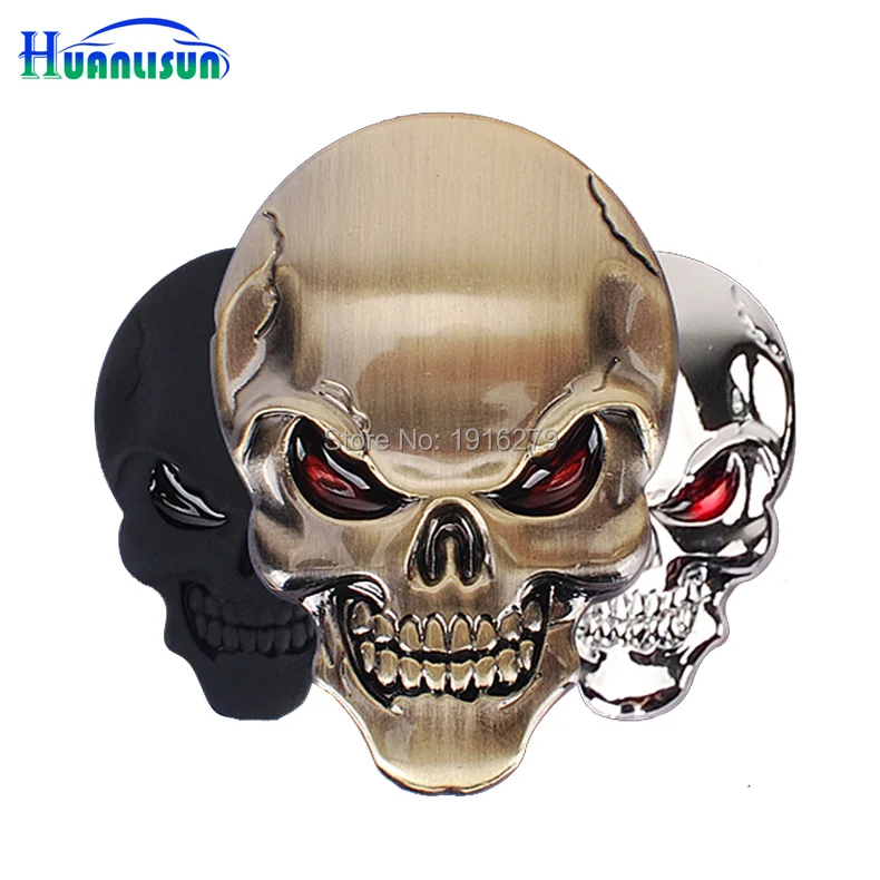 5cmX3.5cm 3D Metal Skull Car Sticker Logo Emblem Motorcycle Bike Badge Decals for Fiat Bmw Ford Lada Audi opel volvo