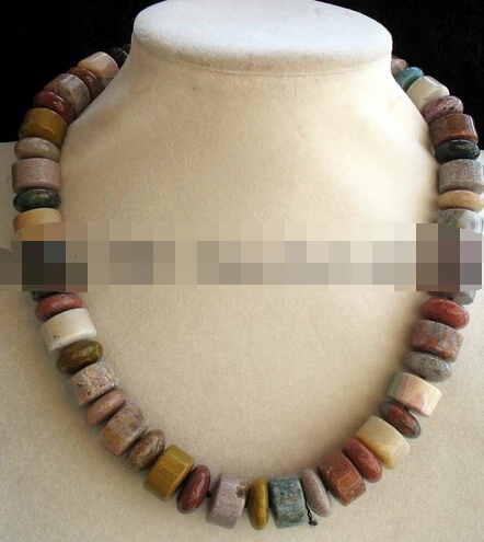 

N3804 wholesale ocean sea agate roundel 8*14mm 17" necklace nature beads unique 28% Discount