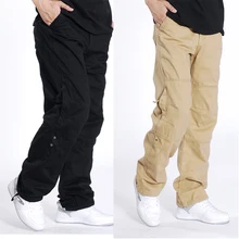 Осень весна и свободного покроя с большим количеством карманов брюки для мужчин корейский стиль отдыха Супер большие модные длинные брюки размер s-xl 2XL 3XL