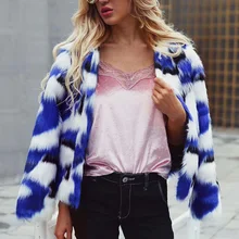 Смешанные цвета, пальто из искусственного меха, Женская пушистая теплая верхняя одежда, зимнее пальто, куртка с длинным рукавом, пушистое пальто размера плюс