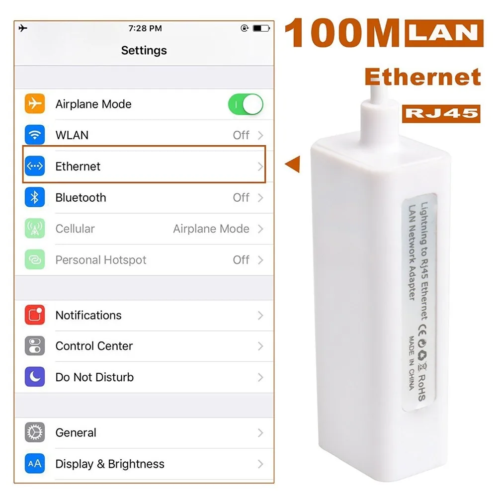 Lightning/RJ45 Ethernet LAN проводной сетевой адаптер компактный для iPhone iPad-за рубежом путешествовал 100 Мбит/с/1000 Мбит/с