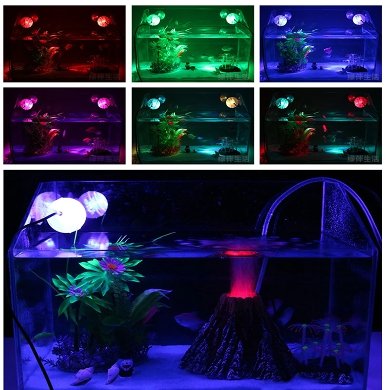 Aquarium Amphibious Submersible LED Spotlight colorful Lamp Waterproof Light Decoration background For Fish tank Ponds Pool - intl