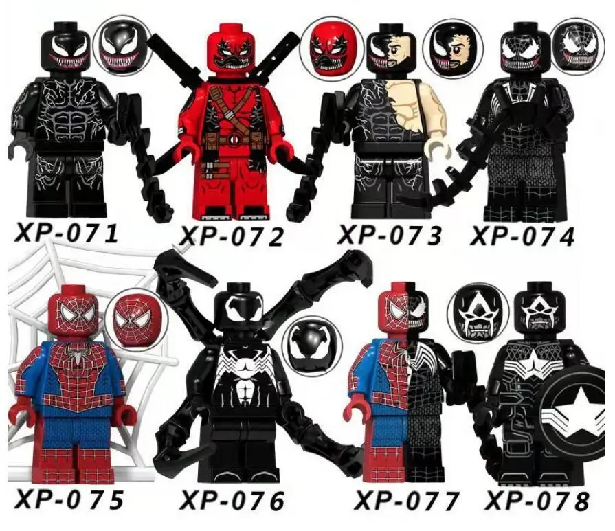 Legoings 8pcs/lot Marvel Venom Carnage The Avengers Spiderman Building Blocks Toys