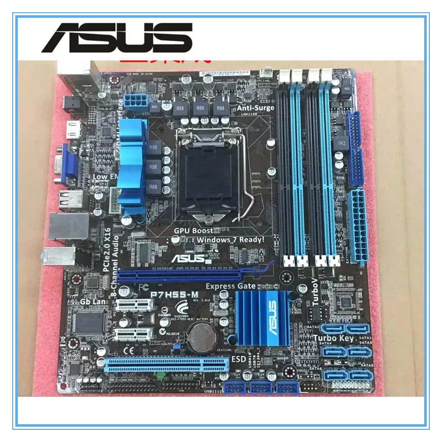 ASUS P7H55-M оригинальная материнская плата DDR3 LGA 1156 поддержка I3 I5 cpu 16GB USB2.0 VGA HDMI H55 uATX настольная материнская плата