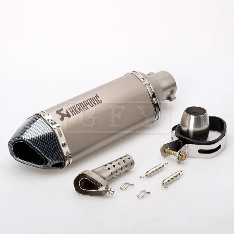 Universal 51 MM Escape Akrapovic Motocicleta tubo de Escape Con Silenciador Moto Bicicleta Olla Para Yamaha Honda Kawasaki Ducati KTM Deslizamiento-en