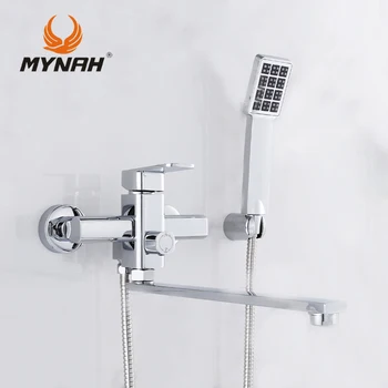 

MYNAH Single Handle Hand Sprayer Bath Faucet with Hand Shower Wall Mounted Chrome Bathroom Hot and Cold Mixer Tap 2204