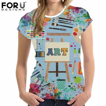 

FORUDESIGNS Art Teacher Printed Women Summer T Shirt Casual Short Sleeve Tee Shirt for Girls Ladies Brand Clothes T-shirt Female