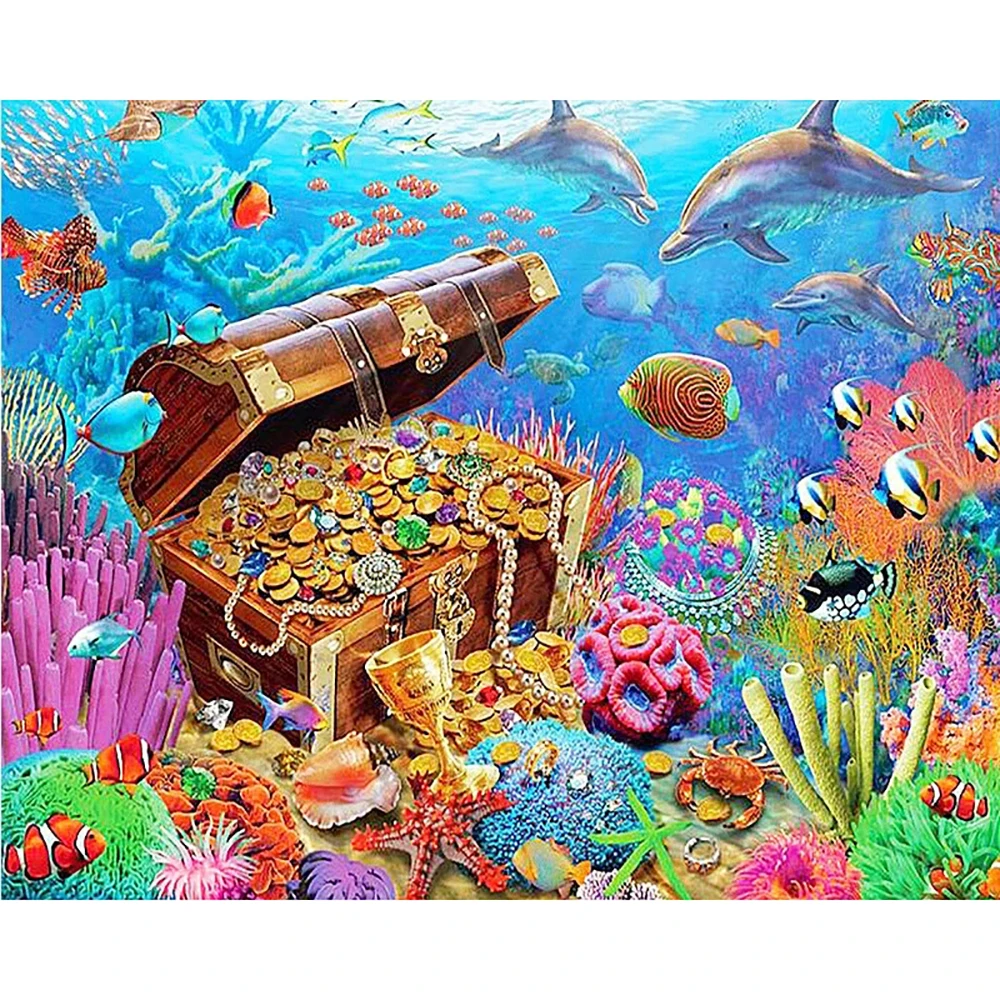 Full DIY Diamond Painting kit Underwater world Cross Stitch Embroidery Patterns rhinestones Mosaic home decor | Дом и сад