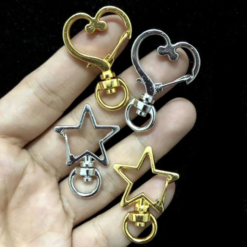 5-10pcs Kawaii Heart DIY Accessories Dolphin Lobster Clasp Decor Star Sakura Charms Hanger Resin Jewelry Keychain Hooks Findings