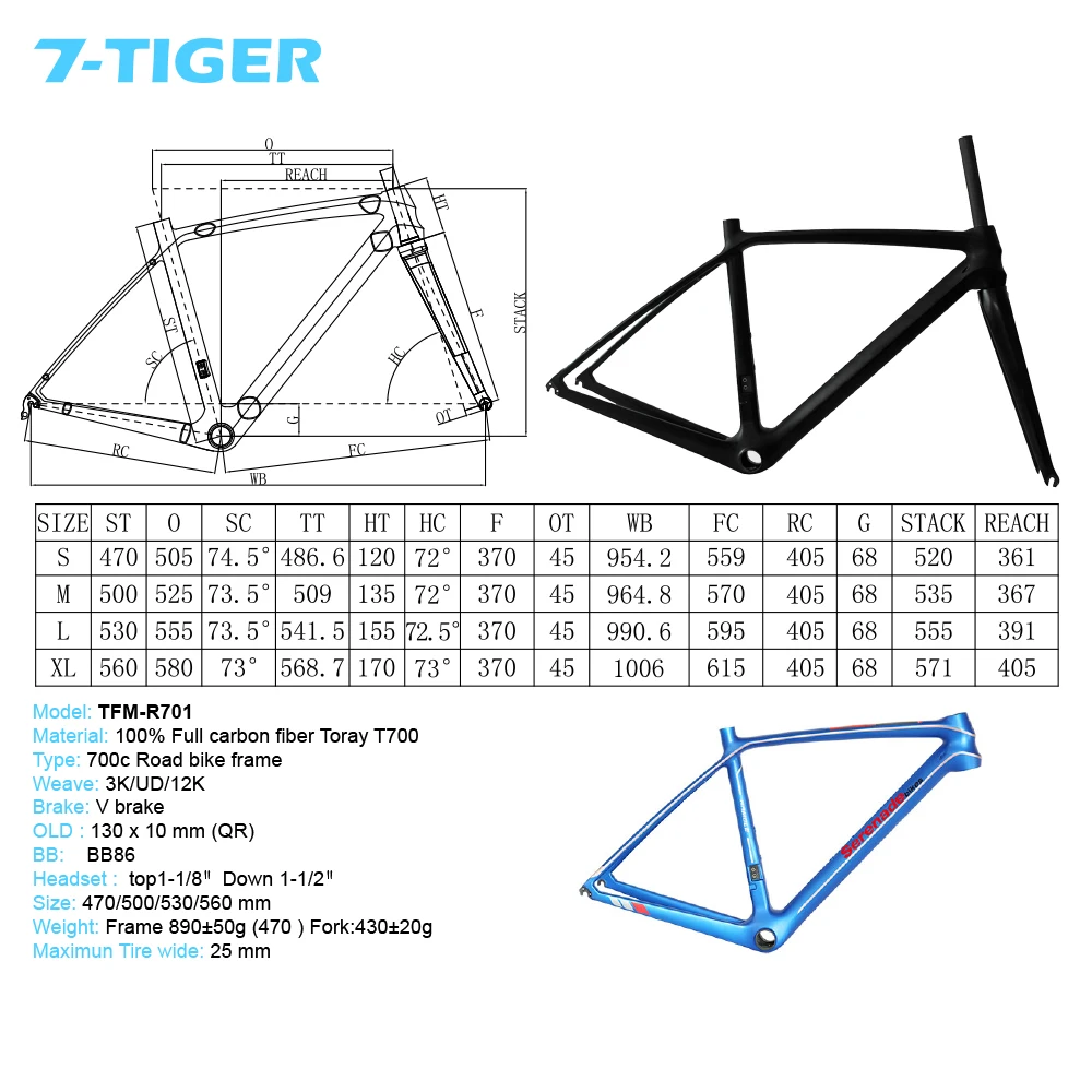 

7-Tiger T700 2018 fasterway O2 Bardet customs paint white carbon road frame:carbon Frame+Seatpost+Fork+Clamp+Headset