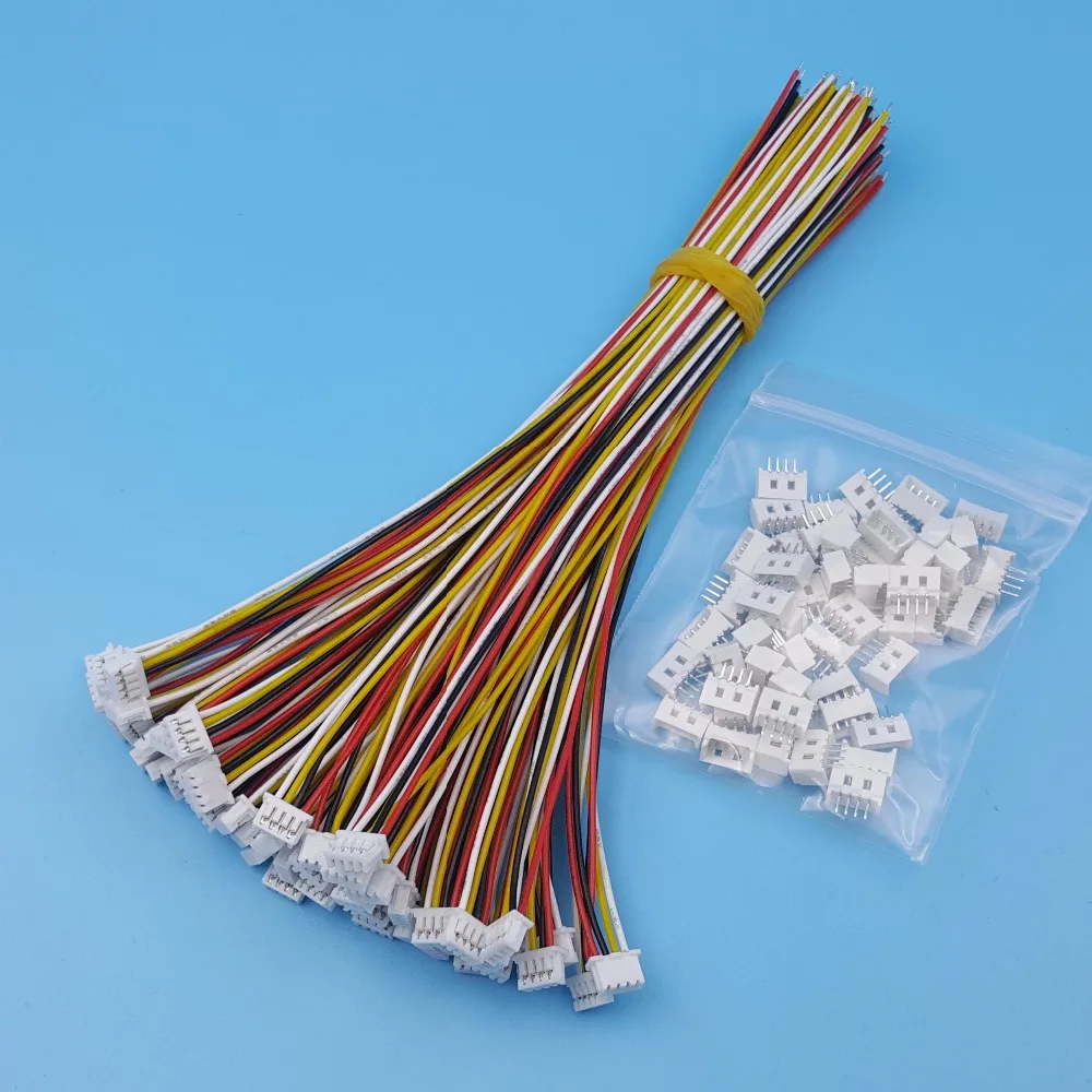 50 комплектов 4 Pin Одна Головка Micro JST шаг 1 25 мм 15 см 28AWG провод к разъему платы|4 pin
