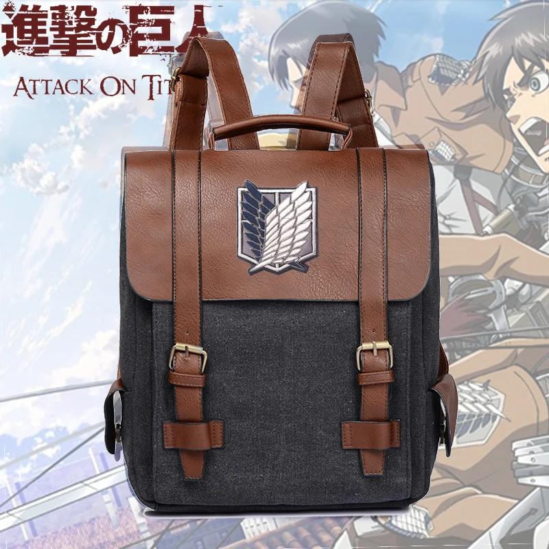 

Japanese Anime Attack on Titan Jiyuu no Tsubasa Cosplay Shoulders Backpack Student Retro School Bag Fashion Unisex Travel Bag