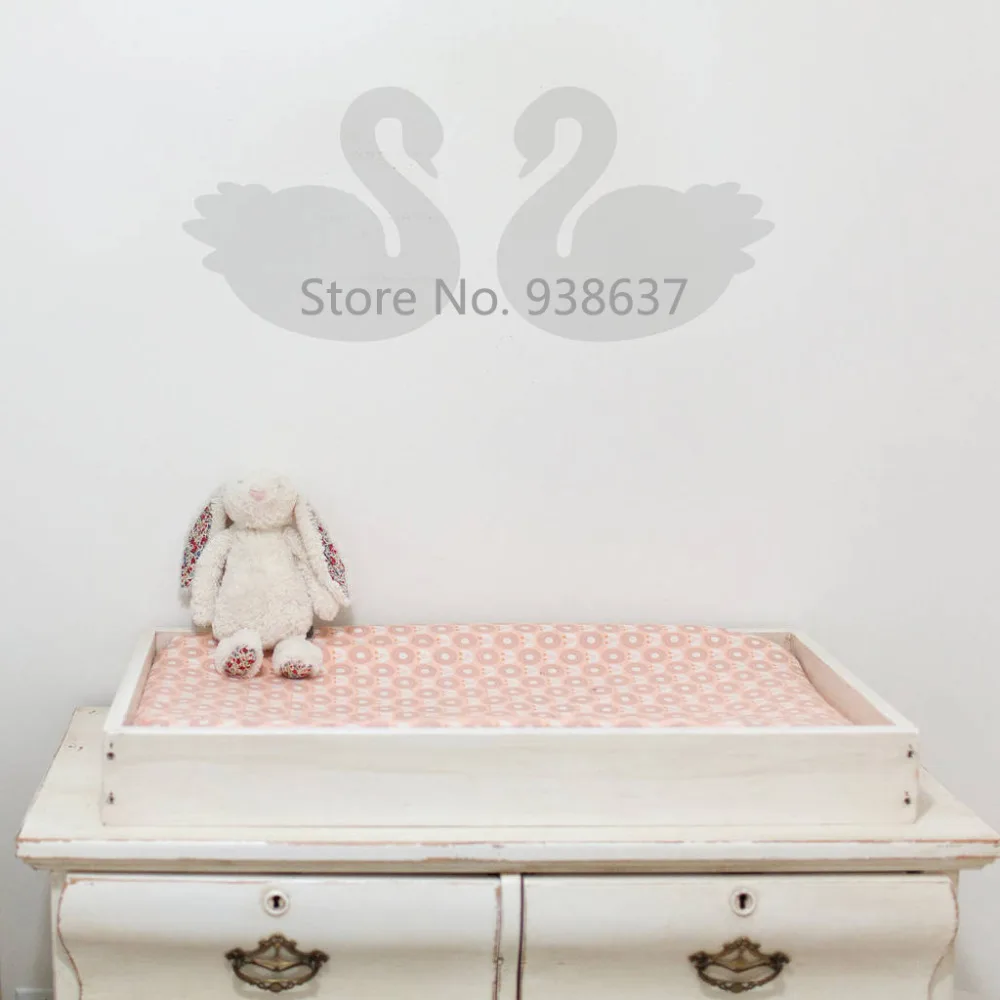 A Pair Of Swans Wall Stickers for Baby Room Non toxic PVC Wall Decals