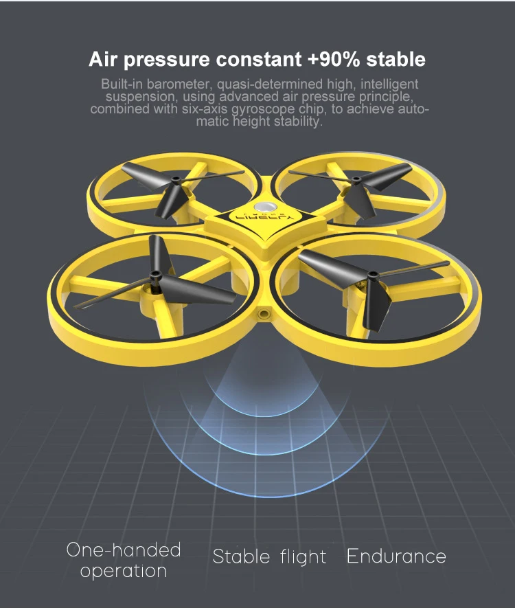 Мини четырехосевой индукционный Дрон Смарт-часы дистанционное зондирование жесты RC самолет НЛО соматосенсорные фосфоресцирующие взаимодействие RC игрушки