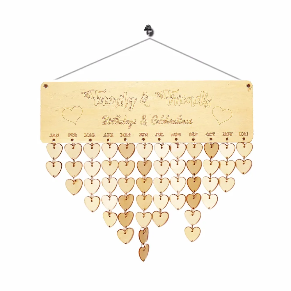 Family Birthdays Days to Remember Calendar Dates Friends Wooden