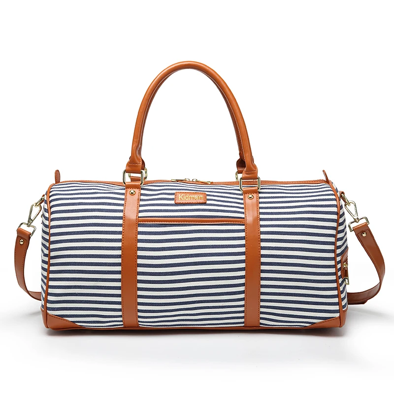 

High Quality Large Size Women Travel Bag Casual Striped Canvas Bag Female Shoulder Messenger Bag Fashion Handbag Outdoor