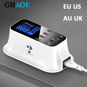 

Quick Charge 3.0 Smart USB Type C Charger Station Led Display Fast Charging Phone Tablet USB Charger For iPhone Samsung Adapter