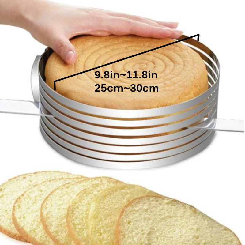 

1PCS Stainless Steel Mousse Cake Layer Cut Tools Cake Slicer Device Mold Bakeware Cooking Cake RingTools Metal Circle Adjustable