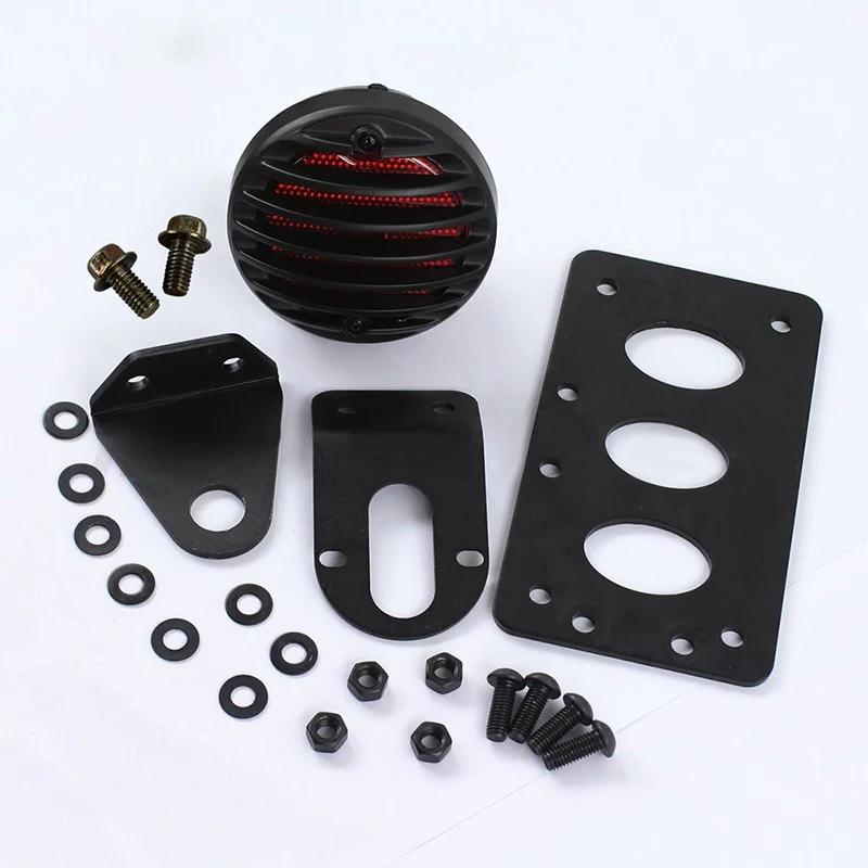 

New Arrival 1pc LED Seven Fin Motorcycle Universal Tail Light License Plate Bracket For Chopper Bobber Custom Accessories