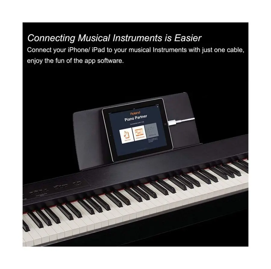  For L to Type-B MIDI Keyboard Converter USB 2.0 Cable for iPhone iPad X iPad