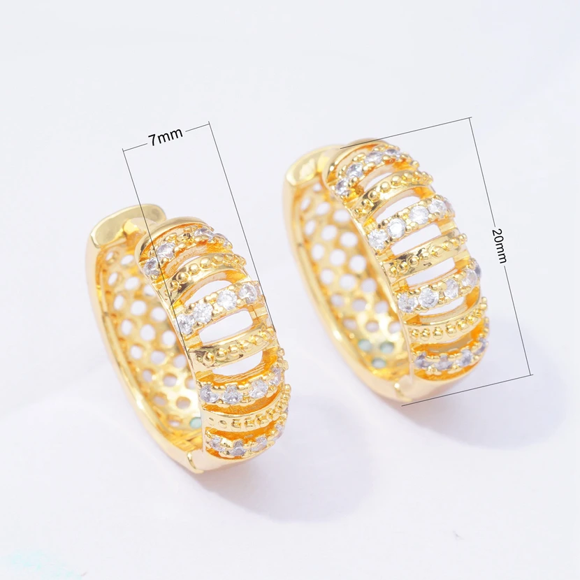 Hollow Fashion Round Circle Hoop Earrings for Women Gold Filled Rhinestone Zircon Jewelry brincos pendientes Dropshipping