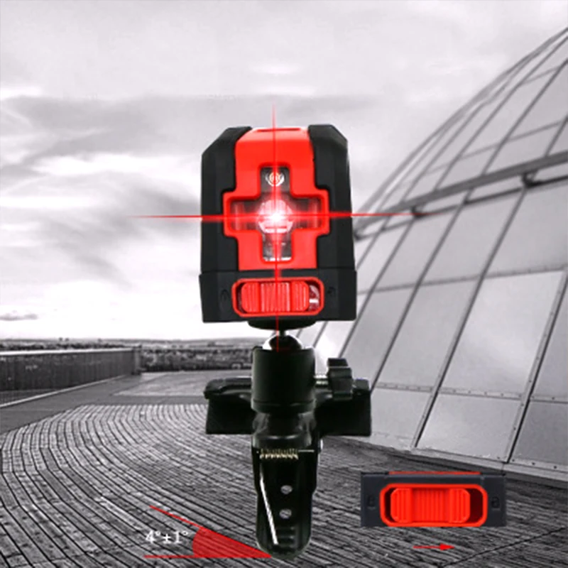 

IP54 2 Beam Cross Line Leverler Measure Tool Red Laser Level Self-Leveling Laser Levels Universal Clip Mini Size