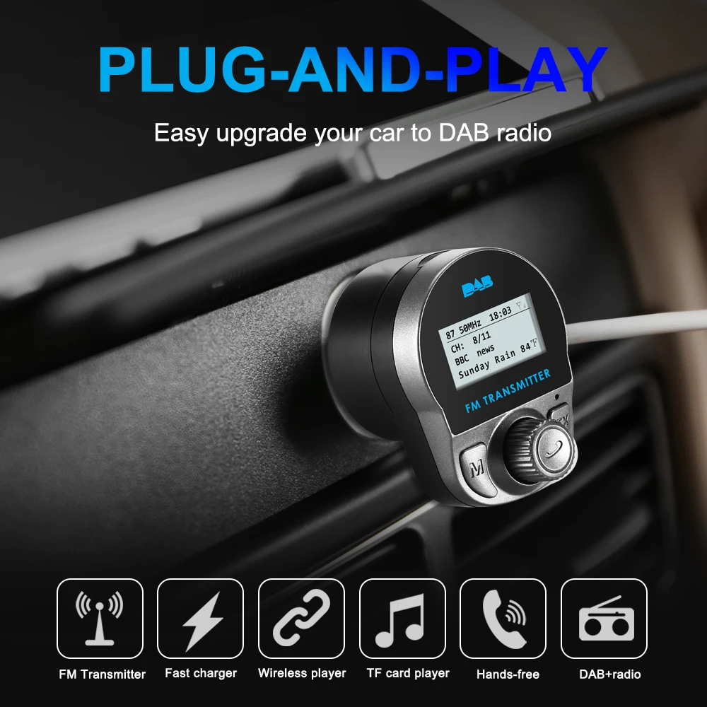 Bluetooth fm-передатчик 12-24 в автомобильный адаптер для автомобильного передатчика DAB автомобильный радиоприемник беспроводной MP3-плеер Handsfree TF карта